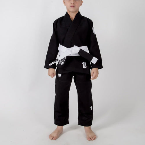 Kimono Bjj (Gi) Kingz Kid's der eine Schwarze mit weißem Gürtel